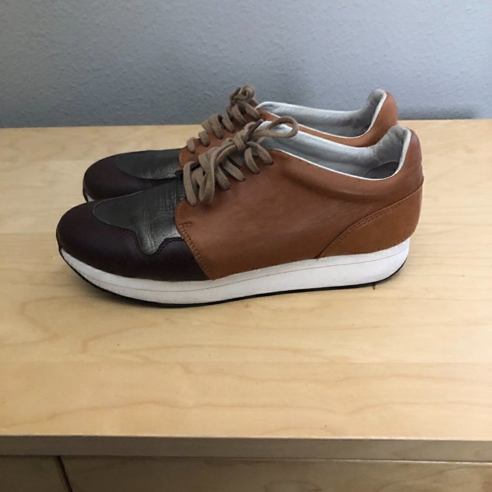 RACHEL COMEY Leather Sneakers Women's size 5 Tan Brown Bronze Lace Up